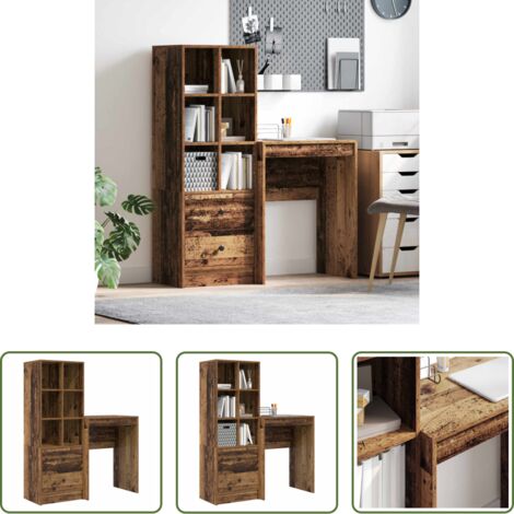 Scrivania moderna -  Scrivania con cassetto 2 pcs Legno vecchio