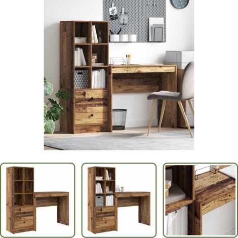 Scrivania moderna -  Scrivania con cassetto 2 pcs Legno vecchio