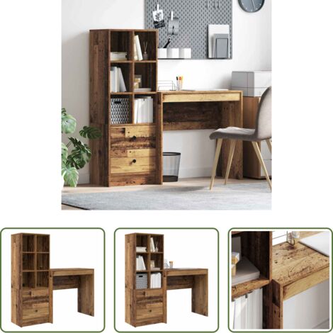Scrivania moderna -  Scrivania con cassetto 2 pcs Legno vecchio