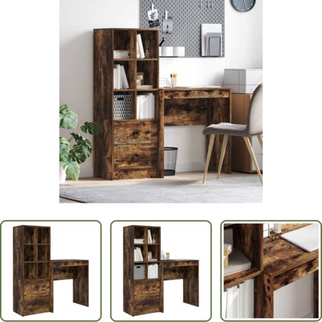 Scrivania moderna -  Scrivania con cassetto 2 pcs Rovere fumé