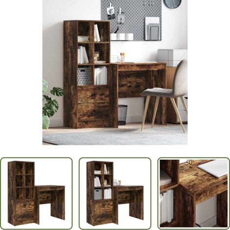 Scrivania moderna -  Scrivania con cassetto 2 pcs Rovere fumé