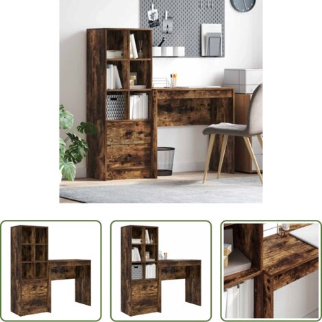 Scrivania moderna -  Scrivania con cassetto 2 pcs Rovere fumé
