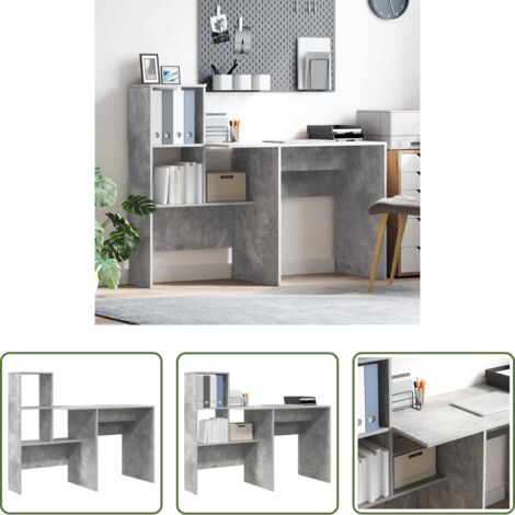 Scrivania moderna -  Scrivania con lo scaffale Grigio cemento 131,5 x 50 x 106,5 cm