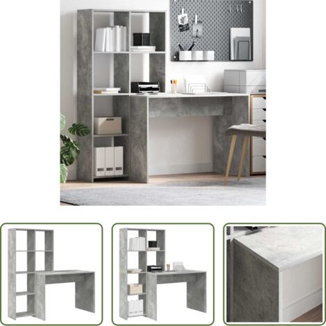 Scrivania moderna -  Scrivania Grigio cemento 138,5 x 55 x 143 cm Legno multistrato