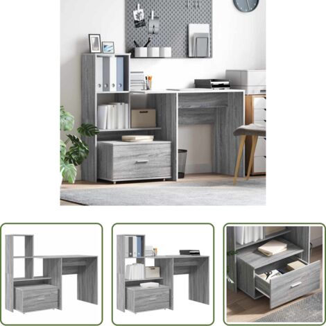 Scrivania moderna -  Scrivania Grigio Sonoma 131,5 x 50 x 106,5 cm Legno multistrato
