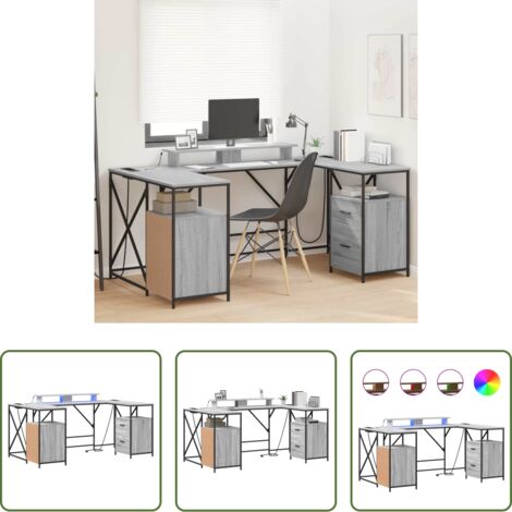 Scrivania moderna -  Scrivania Grigio Sonoma 182 x 101 x 87,5 cm Legno multistrato