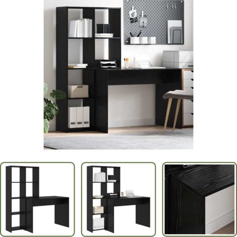 Scrivania moderna -  Scrivania Rovere Nero 138,5 x 55 x 143 cm Legno multistrato
