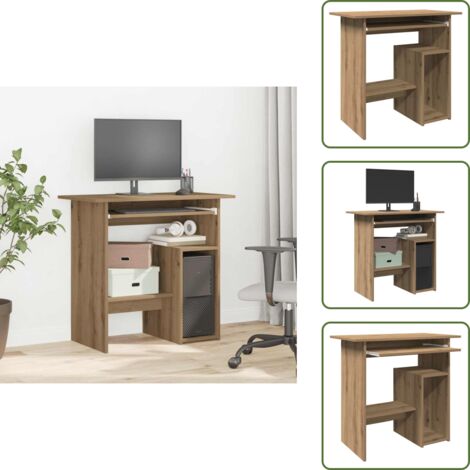 Scrivania moderna - vidaXL Scrivania Rovere Artigianale 80x45x74 cm in Legno Multistrato - Scrivania con mobiletto