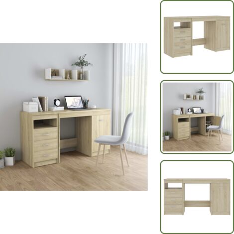 Scrivania moderna - vidaXL Scrivania Rovere Sonoma 140x50x76 cm in Truciolato - Scrivania con cassetti
