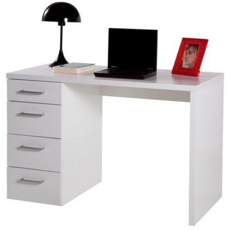 Scrivania Moneta 110x60xH74 cm con 4 Cassetti - Bianca