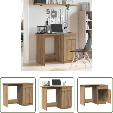 Scrivania multistrato -  Scrivania Rovere Artigianale 100x50x76 cm in Legno Multistrato