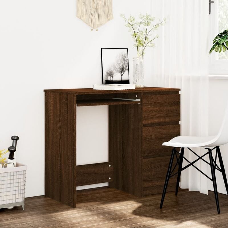 Maison du'Monde - Scrivania Rovere Marrone 90x45x76 cm in Legno - Bruin