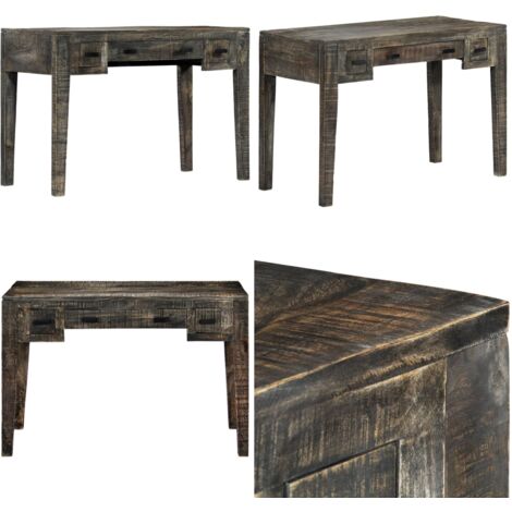 Scrivania Nera 110x50x75cm in Legno Massello di Mango - Scrivania vintage - Scrivania in legno massello
