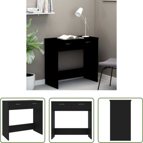 Scrivania nera -  Scrivania Nera 80x40x75 cm in Legno Multistrato