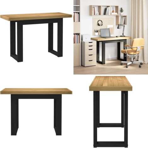 Scrivania NOAIN Gambe a Forma di U 120x50x75 cm Legno Massello - Scrivania per ufficio - Scrivania per casa