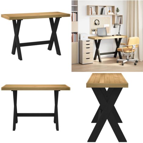 Scrivania NOAIN Gambe a Forma di X 120x50x75 cm Legno Massello - Scrivania a gambe in X - Tavolo da studio