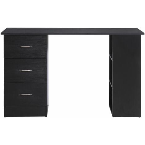 Scrivania PC da Ufficio 3 Ripiani 3 Cassetti 120x49x72 cm in Legno MDF Nera