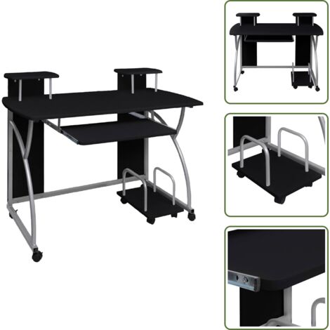 Scrivania per casa - vidaXL Scrivania da Computer Nera 110x52x88,5 cm in Legno Multistrato - Scrivania per studio
