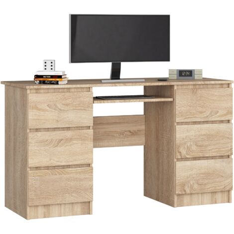 Scrivania per computer AKORD A11 Sonoma Quercia 135 cm 6 cassetti 135x50x77 cm