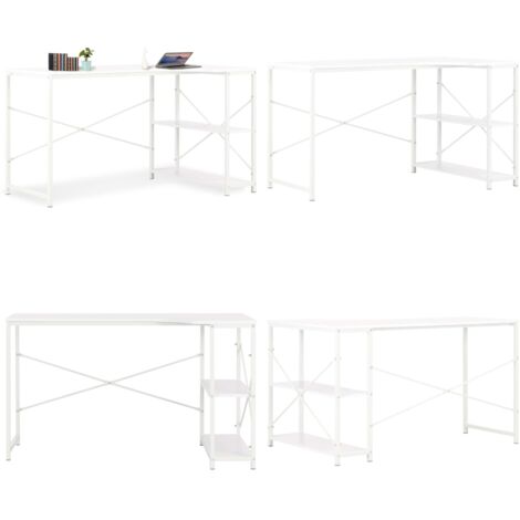Scrivania per Computer Bianca 120x72x70 cm - Scrivania moderna - Scrivania in legno e metallo