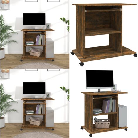 Scrivania per Computer Rovere Fumo 80x50x75cm Legno Multistrato - Scrivania in legno - Scrivania per ufficio