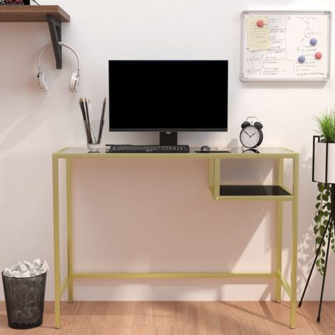 VITTSJÖ tavolo per PC portatile, bianco/vetro, 100x36 cm - IKEA