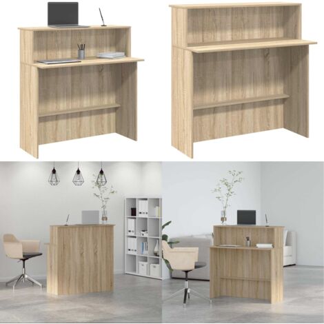 Scrivania per Reception Rovere Sonoma 100x50x103,5 cm in Legno Massello - Scrivania in legno - Scrivania da ufficio