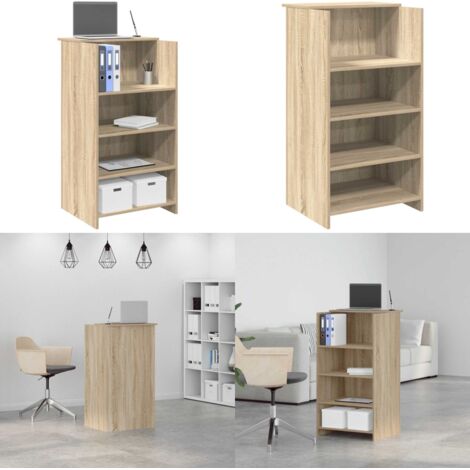 Scrivania per Reception Rovere Sonoma 55x50x103,5 cm in Legno Massello - Scrivania in legno - Scrivania con bancone