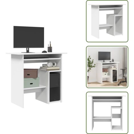Scrivania per studio - vidaXL Scrivania Bianca 80x45x74 cm in Legno Multistrato - Scrivania per dormitorio