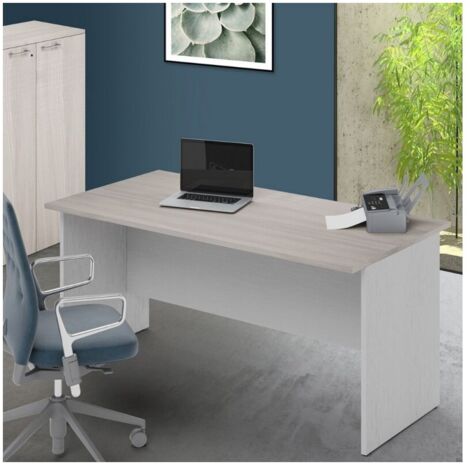 Scrivania per ufficio 180x80x74H olmo e bianco frassinato Ibisco – Made in Italy