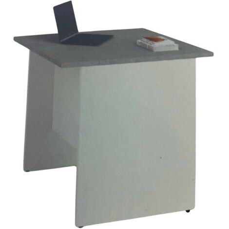 Scrivania per ufficio 80x80x74H cemento e bianco frassinato Ibisco – Made in Italy