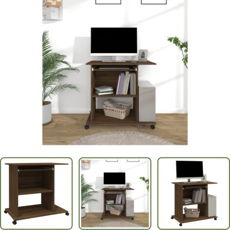 Scrivania per ufficio -  Scrivania Computer Rovere Marrone 80x50x75 cm Legno Multistrato