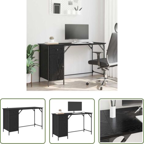 Scrivania per ufficio -  Scrivania per computer Rovere Nero 131 x 48 x 75 cm