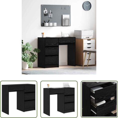 Scrivania per ufficio -  Scrivania Rovere Nero 90 x 37.5 x 75 cm Legno multistrato