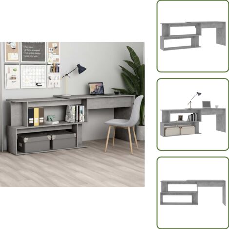 Scrivania per ufficio - vidaXL Scrivania Angolo Grigio Cemento 200x50x76 cm Legno Multistrato - Scrivania per studio