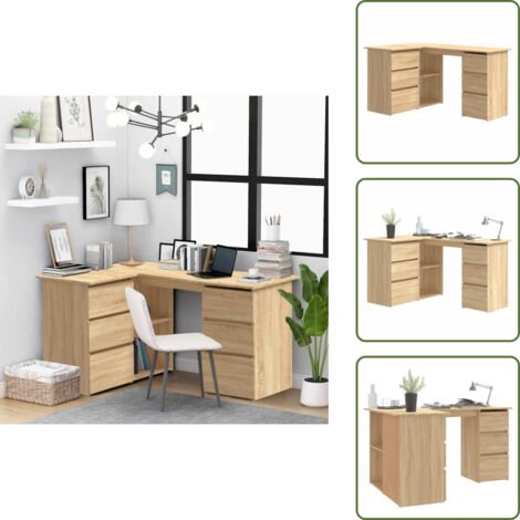 Scrivania per ufficio - vidaXL Scrivania Angolo Rovere Sonoma 145x100x76 cm Legno Multistrato - Scrivania per studio