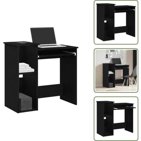 Scrivania per ufficio - vidaXL Scrivania con Mensole Nera 84x40x78 cm in Legno Multistrato - Scrivania per studio