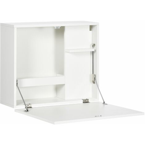 Scrivania Pieghevole con Ripiani 60x21,5x50 cm in Truciolato e MDF Bianco