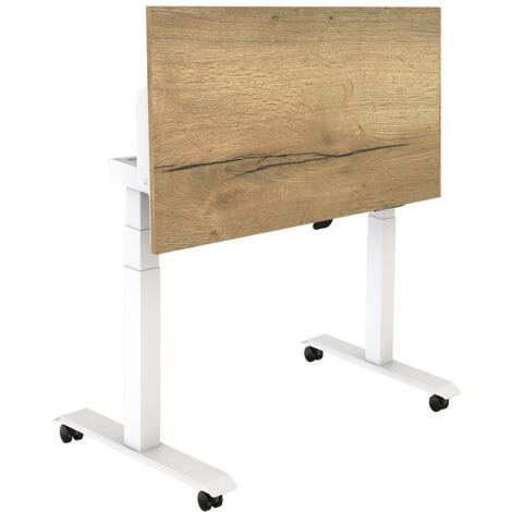 Scrivania pieghevole e mobile regolabile elettricamente - 160x80 cm - Struttura bianca - Rovere naturale