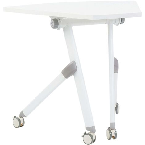 Scrivania pieghevole moderna ad angolo con rotelle Tavolo mobile portatile 90 x 64 cm Struttura in metallo Bianco Bendi