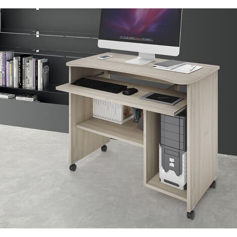 EASYCOMFORT Tavolino Porta PC con Altezza Regolabile e Ruote, Supporto per Computer  Portatile Inclinabile 58x34x72-90cm, Metallo e Legno Nero