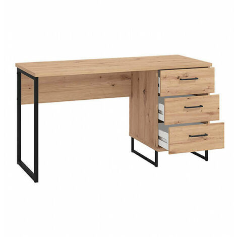Scrivania porta PC 140x60 cm in legno e metallo con 3 cassetti Iron Desk