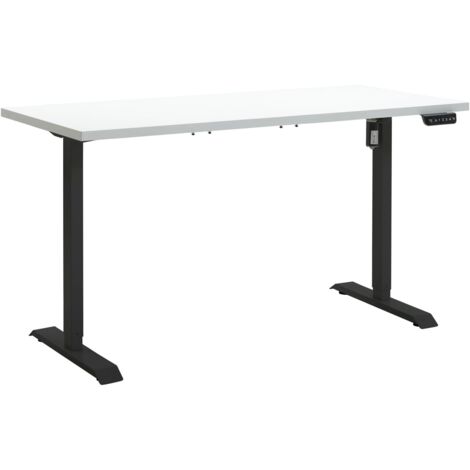 Scrivania Regolabile in Altezza Standing Desk Con 4 Altezze Display Integrato (150x69 cm) Bianco Laccato e Nero
