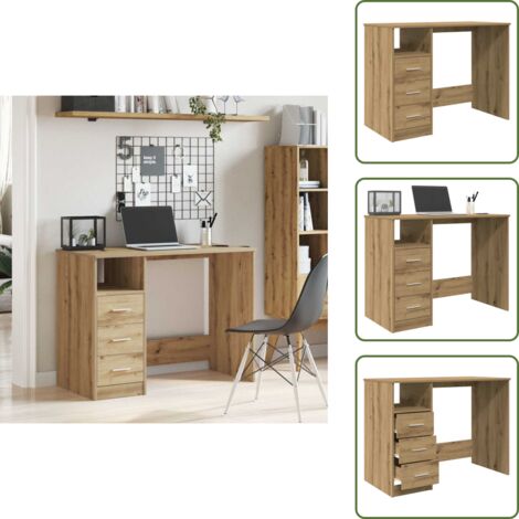 Scrivania rovere artigianale - vidaXL Scrivania Rovere Artigianale 102x50x76 cm in Legno Multistrato - Scrivania moderna