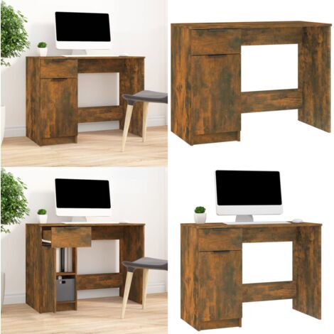 Scrivania Rovere Fumo 100x50x75 cm in Legno Multistrato - Scrivania da ufficio - Scrivania con cassetto