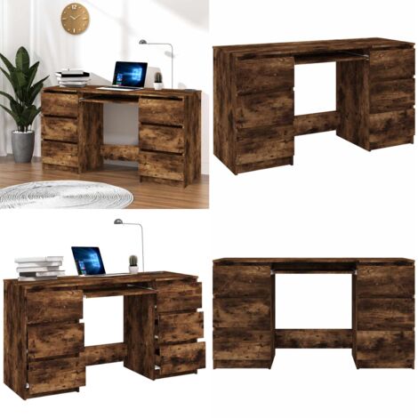 Scrivania Rovere Fumo 140x50x77 cm in Legno Multistrato - Scrivania con cassetti - Scrivania da ufficio