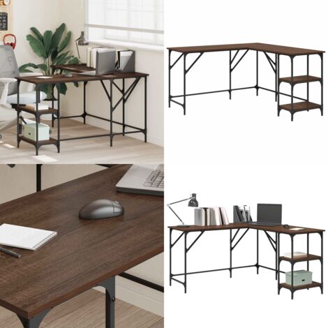 Scrivania Rovere Marrone 139x139x75 cm in Legno Multistrato - Scrivania a L - Scrivania da ufficio