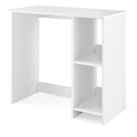 Scrivania salvaspazio da casa e ufficio 80x40x74cm per ambienti piccoli, Scrivania per computer con 2 ripiani Bianco