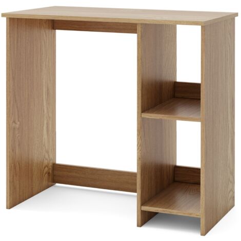 Scrivania salvaspazio da casa e ufficio 80x40x74cm per ambienti piccoli, Scrivania per computer con 2 ripiani Naturale