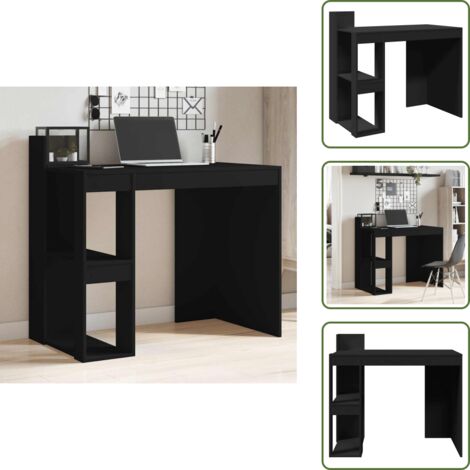 Scrivania salvaspazio - vidaXL Scrivania Ufficio Nera 103,5x56,5x94 cm in Legno Multistrato - Scrivania con scaffali